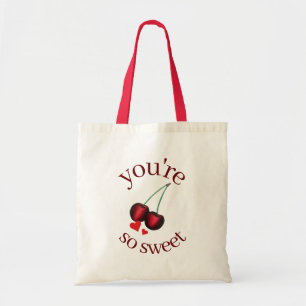 You're So Sweet Ripe Red Cherry Cherries Fruit Tote Bag