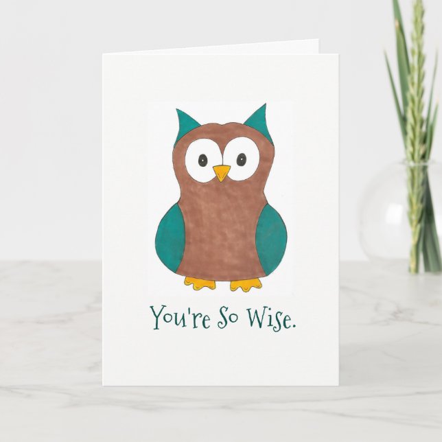 You're So Wise Thanks Great Advice Owl Bird Thank You Card (Front)