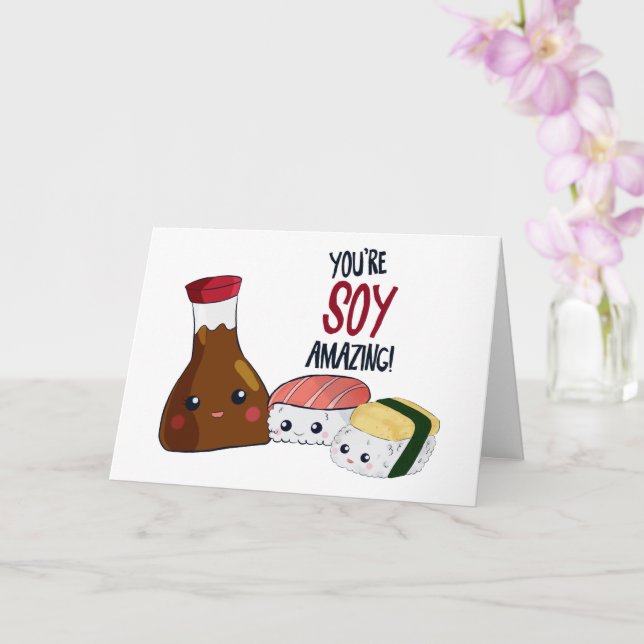 You're Soy Amazing Kawaii Sushi Blank Note card Hi (Orchid)