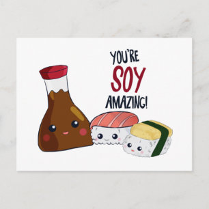 You're Soy Amazing Kawaii Sushi Hi & Hello Cute Postcard