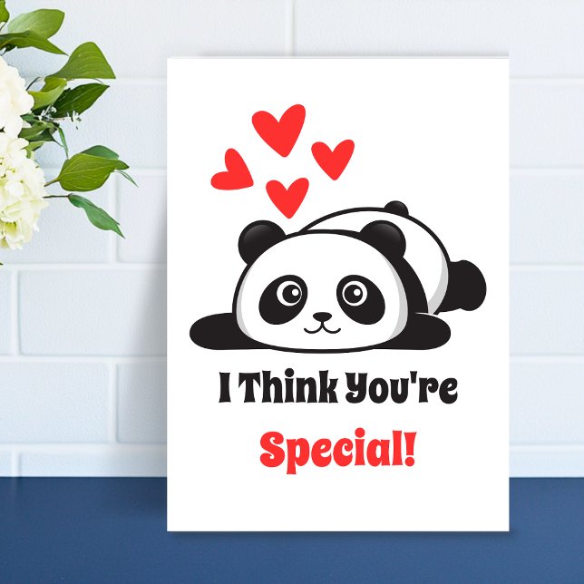 You're Special Cute Panda red hearts Printable  Holiday Card (You're Special Cute Panda red hearts Printable Holiday Card)