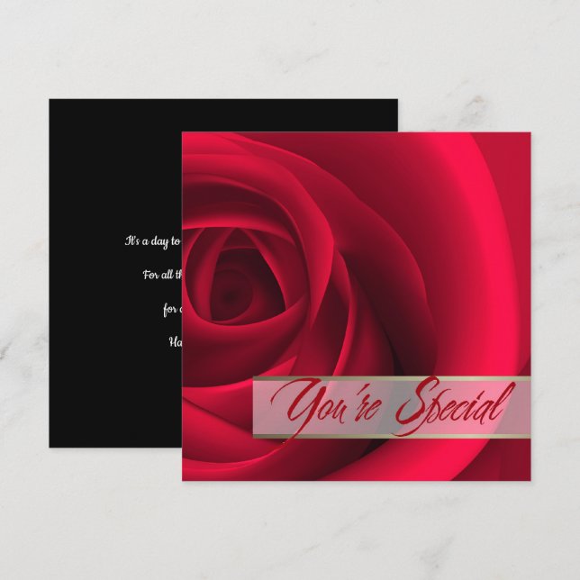 You're Special. Red Rose Valentine's Day Card (Front/Back)