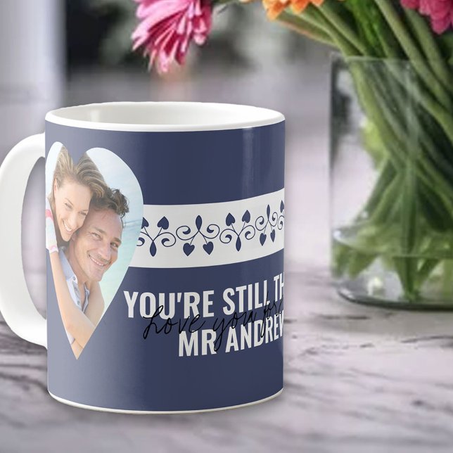 Youre Still the One Heart Photos Blue Personalised Coffee Mug (Creator Uploaded)