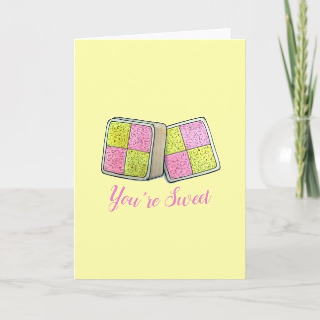You're Sweet British Battenburg Cake Slice Dessert Card (Front)