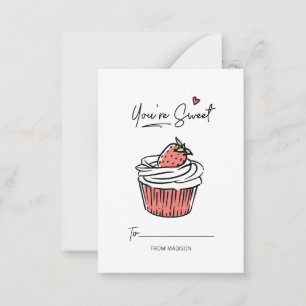 You're Sweet Cupcake Classroom Valentine Card 100p