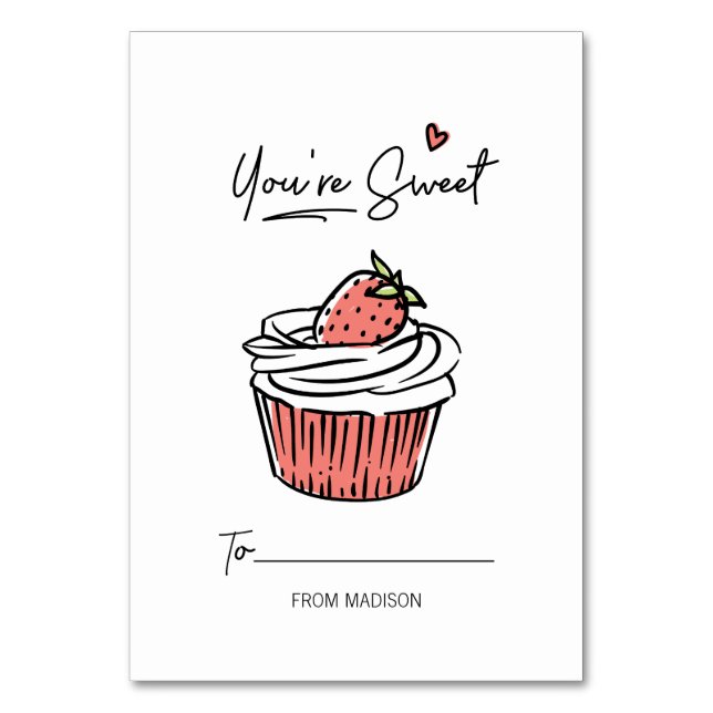 You're Sweet Cupcake Kids Classroom Valentine Card (Front)