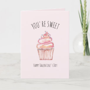 You're Sweet Happy Valentine's Day Cupcake Thank You Card