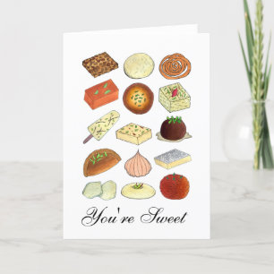 You're Sweet Indian Mithai Sweets Confections Food Holiday Card