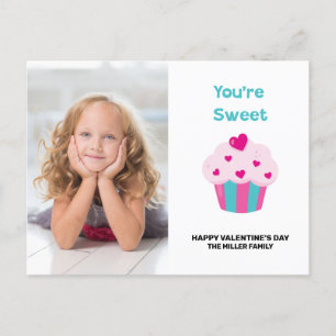 You're Sweet Photo Cupcake Heart Holiday Postcard