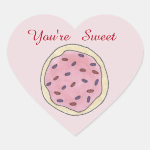 You're Sweet Sugar Cookie Pink Heart Sprinkles Heart Sticker
