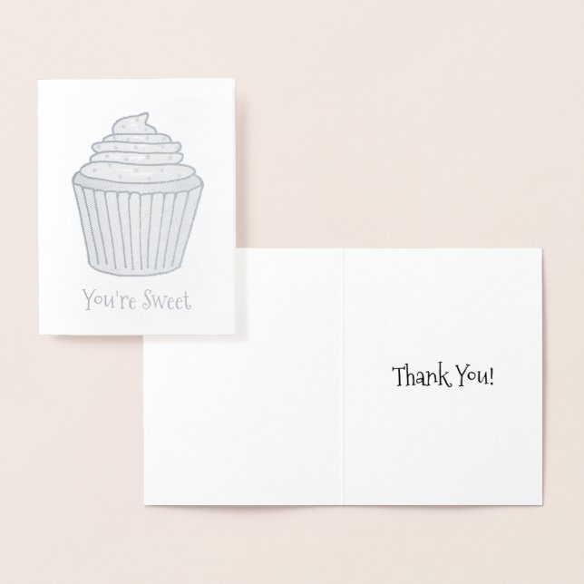 You're Sweet Thank You Thanks Frosted Cupcake Cake Foil Card (Display)