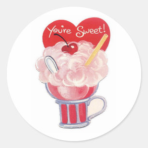 You're Sweet Vintage Retro Soda Card Classic Round Sticker