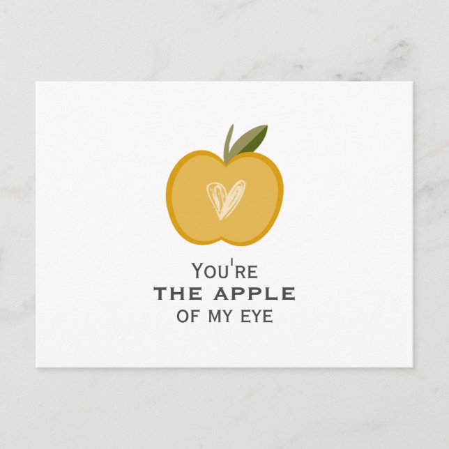 You're the apple of my eye with cute apple heart postcard (Front)