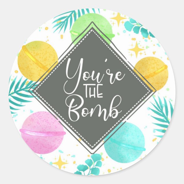 you're the bomb Christmas spa  Note Card Classic Round Sticker (Front)