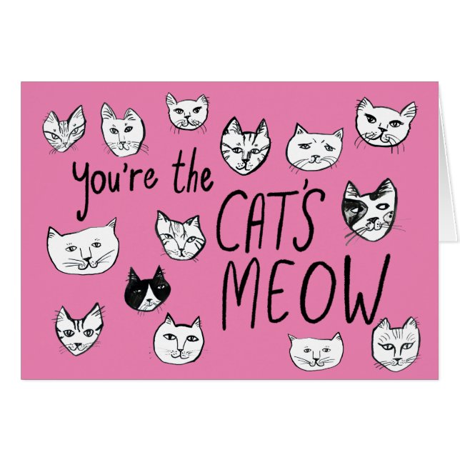 YOU'RE THE CAT'S MEOW Cute Kittens Love Pink Card (Front Horizontal)