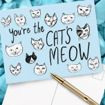 YOU'RE THE CAT'S MEOW Cute Kittens  Postcard<br><div class="desc">YOU'RE THE CAT'S MEOW! Add your own text or use it as wall art in a frame or stuck to a corkboard. Would be fun for a kids room, as a birthday postcard, or to brighten someone's day! You can choose a background colour yourself too. Check out this funny cat...</div>