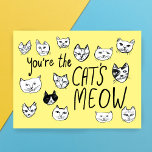 YOU'RE THE CAT'S MEOW Cute Kittens  Postcard<br><div class="desc">YOU'RE THE CAT'S MEOW! Add your own text or use it as wall art in a frame or stuck to a corkboard. Would be fun for a kids room, as a birthday postcard, or to brighten someone's day! You can choose a background colour yourself too. Check out this funny cat...</div>