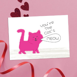 You're The Cats Meow Mini Kids Valentine Card