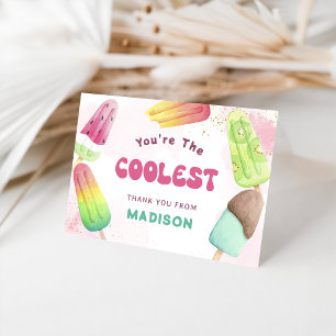 You're The Coolest Summer Popsicle Party Thank You Card