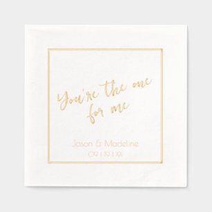 You're The One Elegant Cursive Wedding Foil Napkins