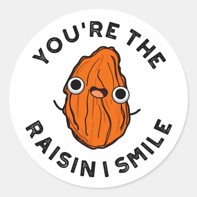 You're The Raisin I Smile Funny Food Pun Classic Round Sticker (Front)