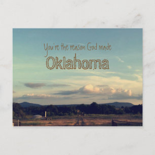 "You're the reason God made Oklahoma" postcard