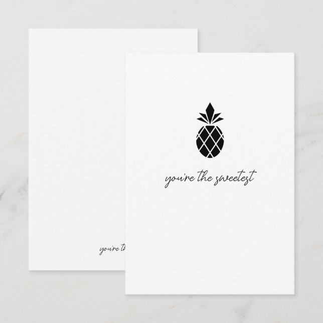 You're The Sweetest Black Pineapple Thank You Card (Front/Back)