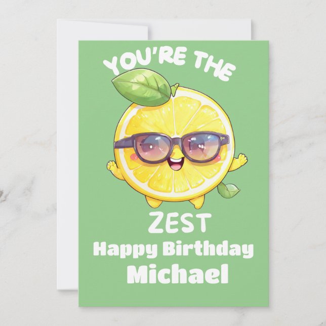 You're the Zest Happy Birthday Lemon Holiday Card (Front)