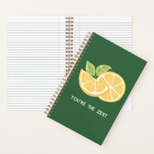 'You're The Zest' Rich Dark Botanical Green White Notebook
