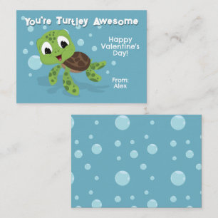 You're Turtley Awesom Classroom Valentine's Day Card