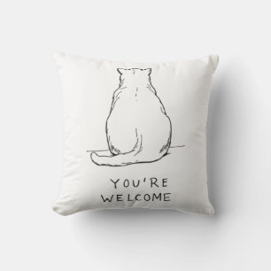 "You're Welcome" Cat Butt Pillow - Funny Hand-Draw