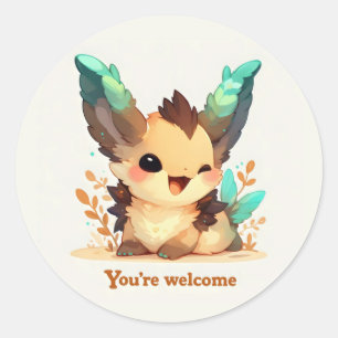 You're Welcome Fantasy Animal Classic Round Sticker