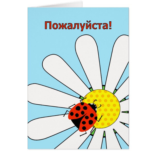 You're Welcome in Russian pa-zhal-sta Ladybug (Front)