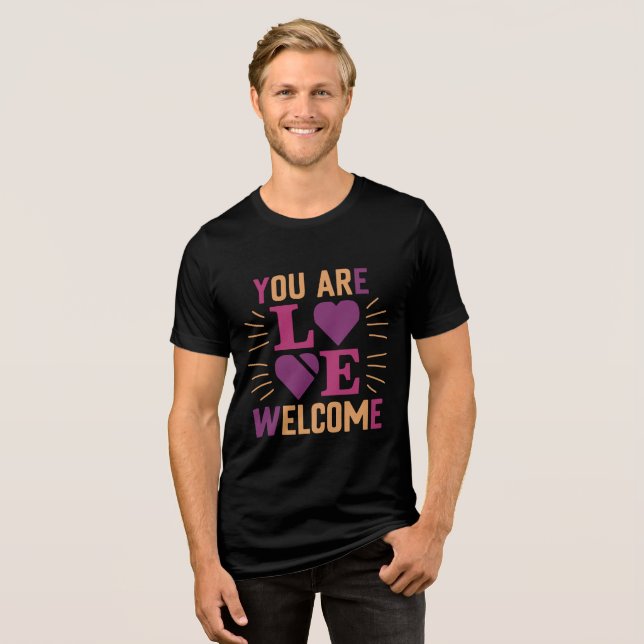 you're welcome solid black triblend   Tri-Blend shirt (Front Full)