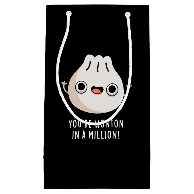 You're Wonton In A Million Dimsum Pun Dark BG Small Gift Bag (Front)
