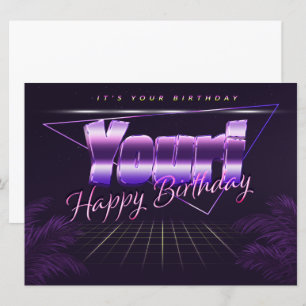Youri Name Vorname lila retro Karte Geburtstag Card