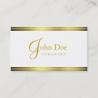 YourJobTitle Elegant White/Gold Stripes Business Card