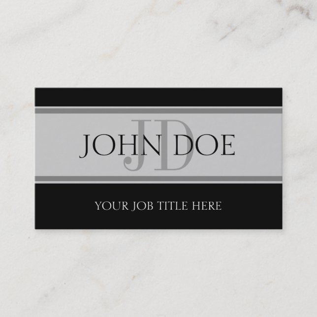 YourJobTitle! Stripes Silver Business Card (Front)