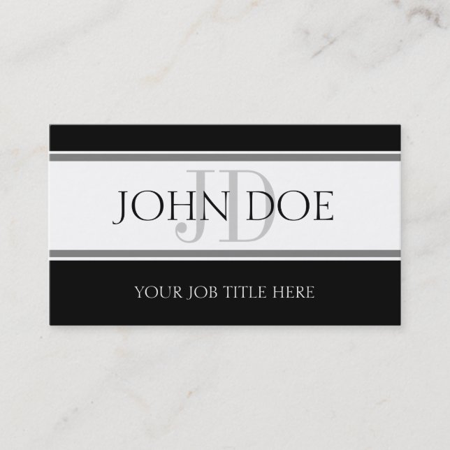YourJobTitle! Stripes White Business Card (Front)