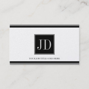 YourProfession Platinum Blk/Silver Square Monogram Business Card