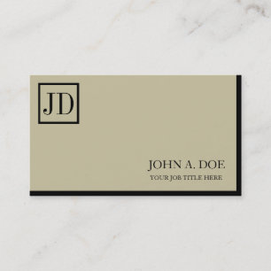 YourProfession Square Monogram Tan Black Business Card