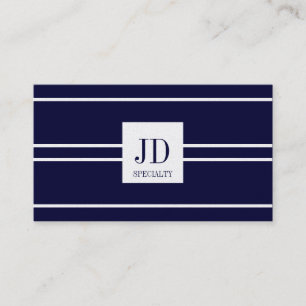 YourSpecialty Platinum Dark Blue Striped Pendant Business Card
