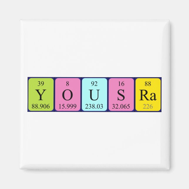 Yousra periodic table name magnet (Front)