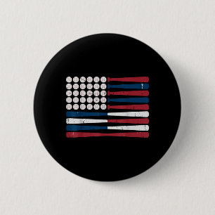 Youth American Flag Baseball Bat Patriotic 6 Cm Round Badge