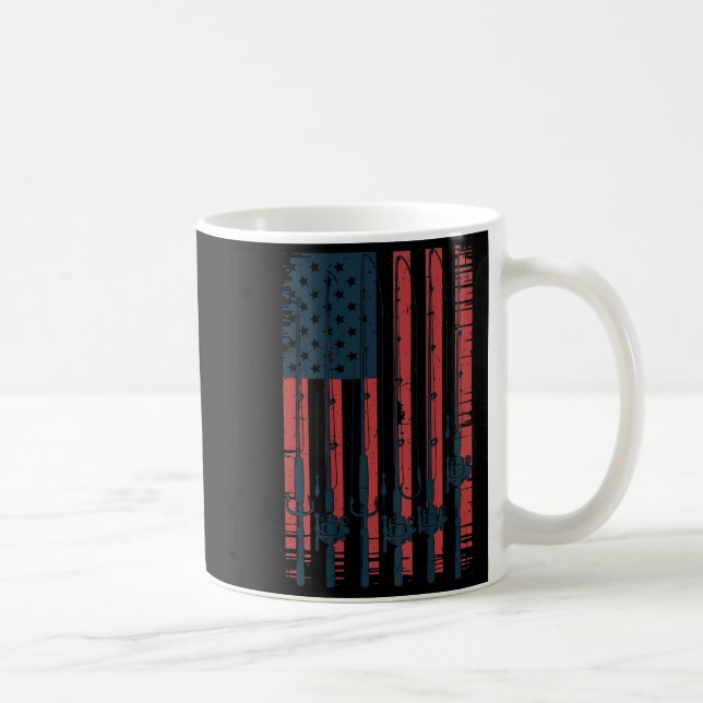 Youth American Flag Fishing Le Men Boys Patriotic  Coffee Mug (Right)