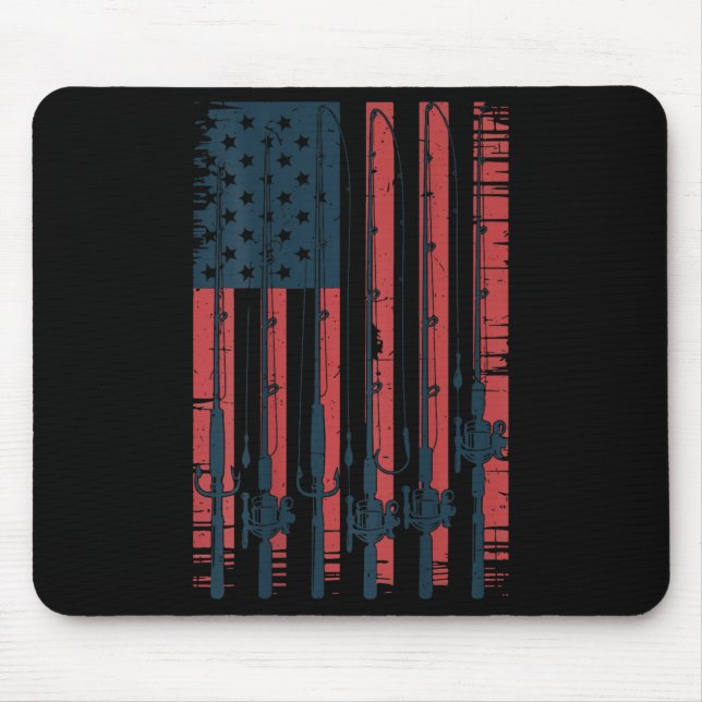 Youth American Flag Fishing Le Men Boys Patriotic  Mouse Mat (Front)