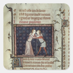 Youth and Love Embracing Square Sticker