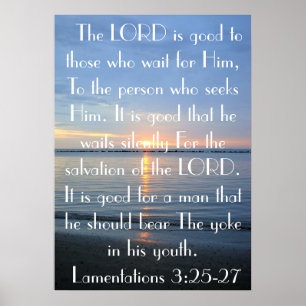 Youth Bible Verse Lamentations 3:25-27 Poster