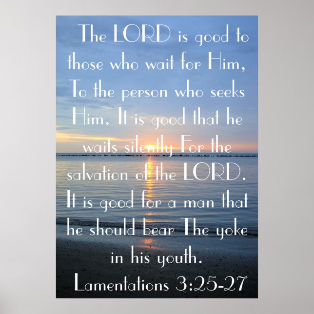 Youth Bible Verse Lamentations 3:25-27 Poster (Front)