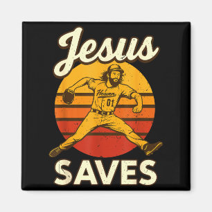 Youth Boy Baseball Jesus Saves Christian Baseball Magnet